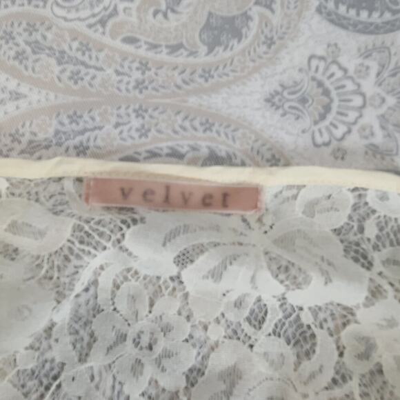 Velvet lace overlay silk dress Ivory Size Small Coquette sorority graduation - Picture 6 of 8